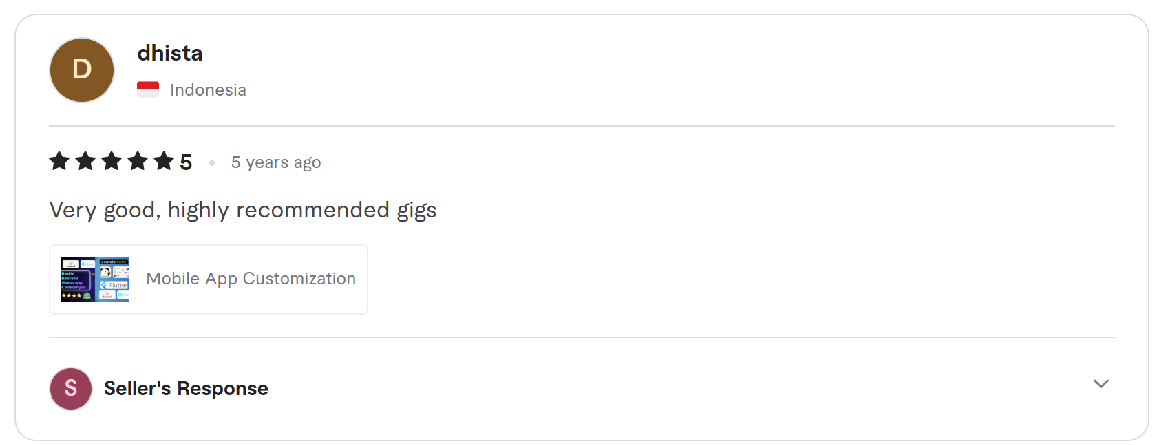 Client review on Fiverr