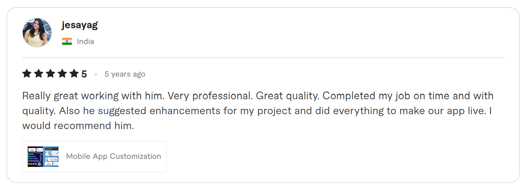 Client review on Fiverr