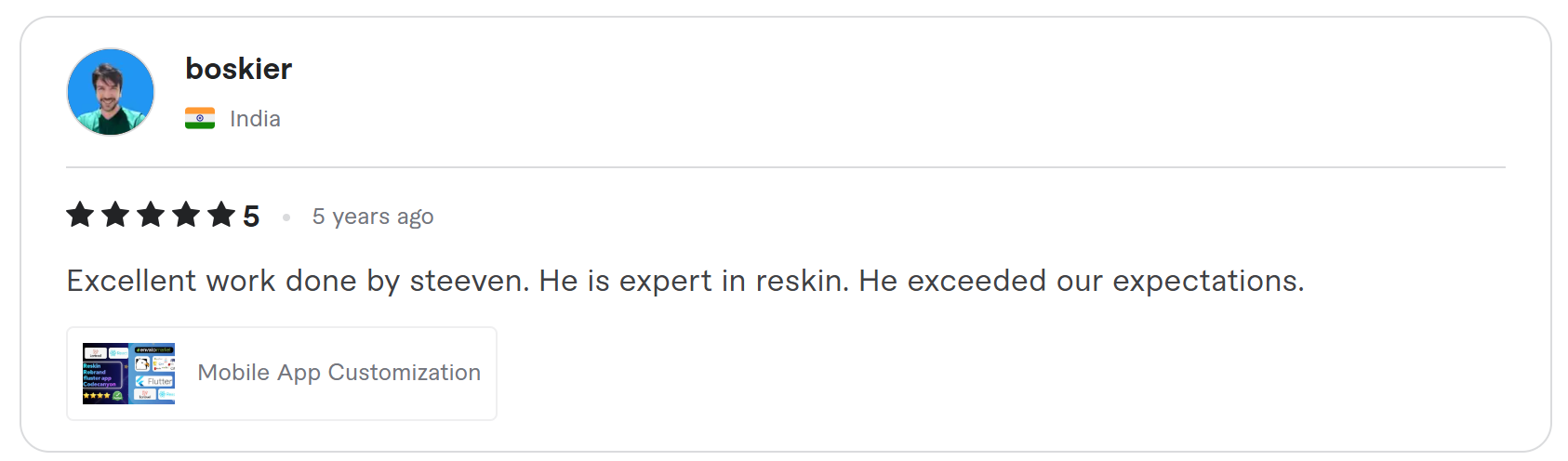 Client review on Fiverr