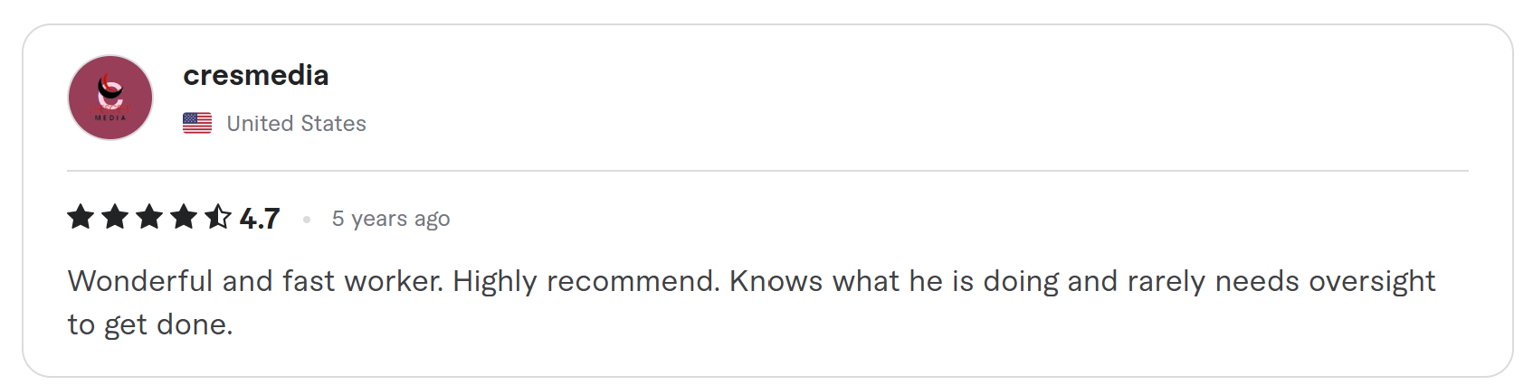 Client review on Fiverr