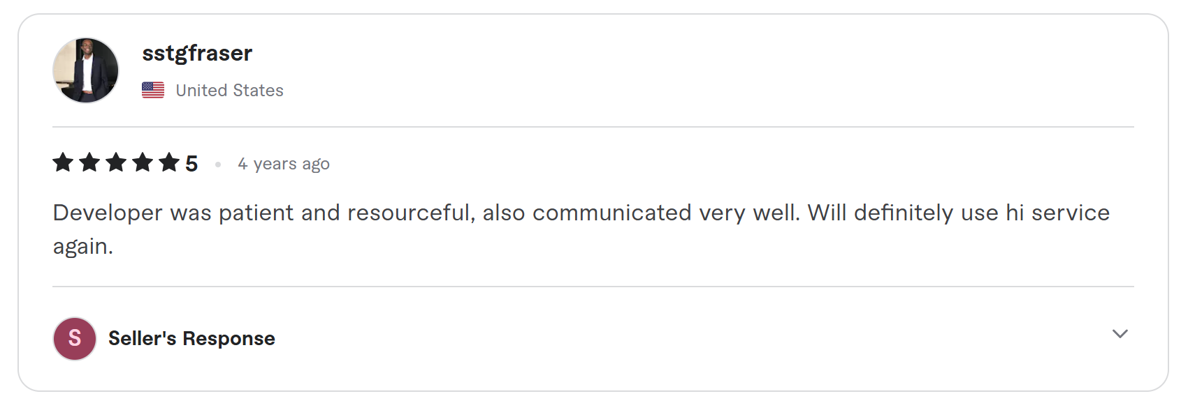 Client review on Fiverr