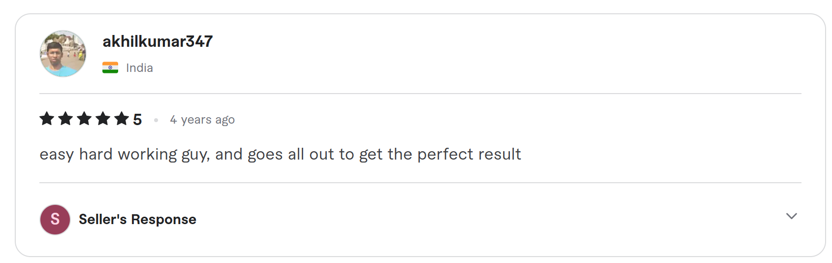 Client review on Fiverr