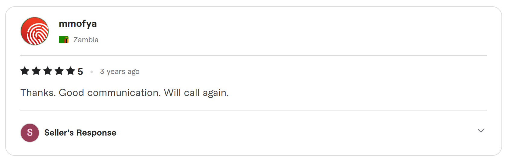 Client review on Fiverr