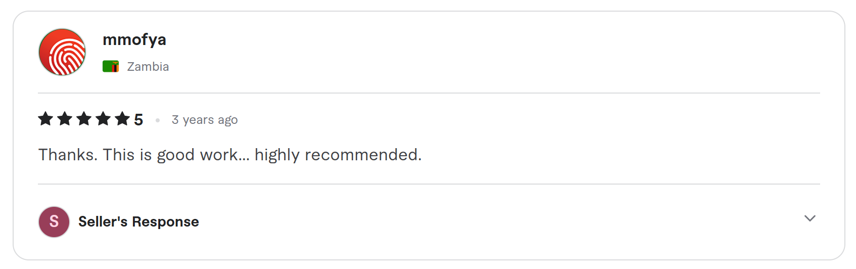 Client review on Fiverr