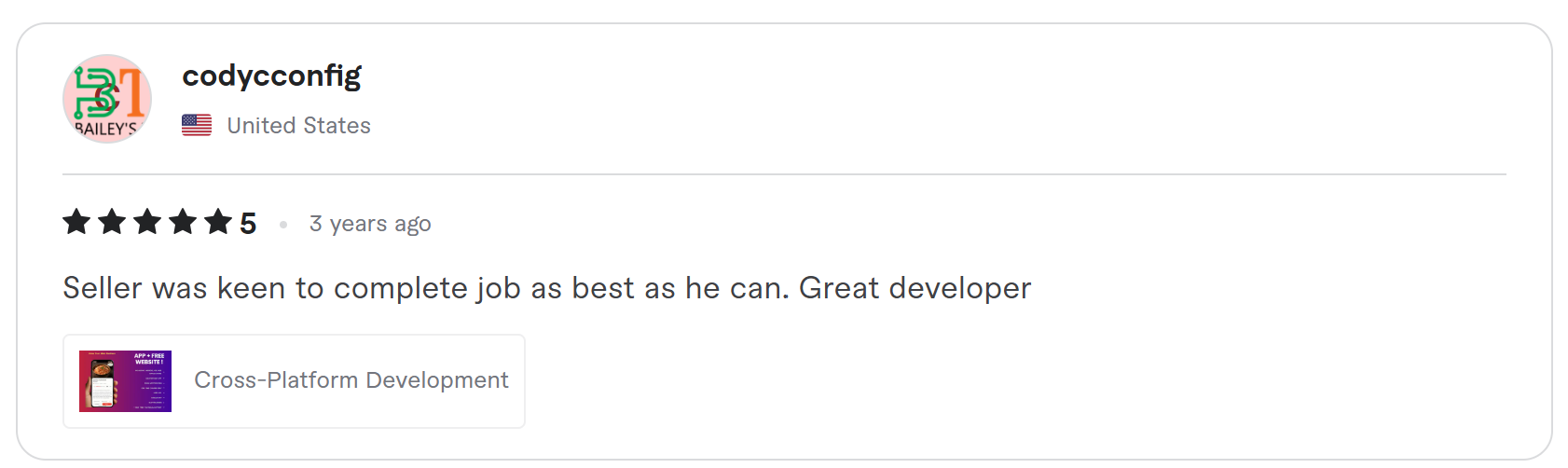 Client review on Fiverr