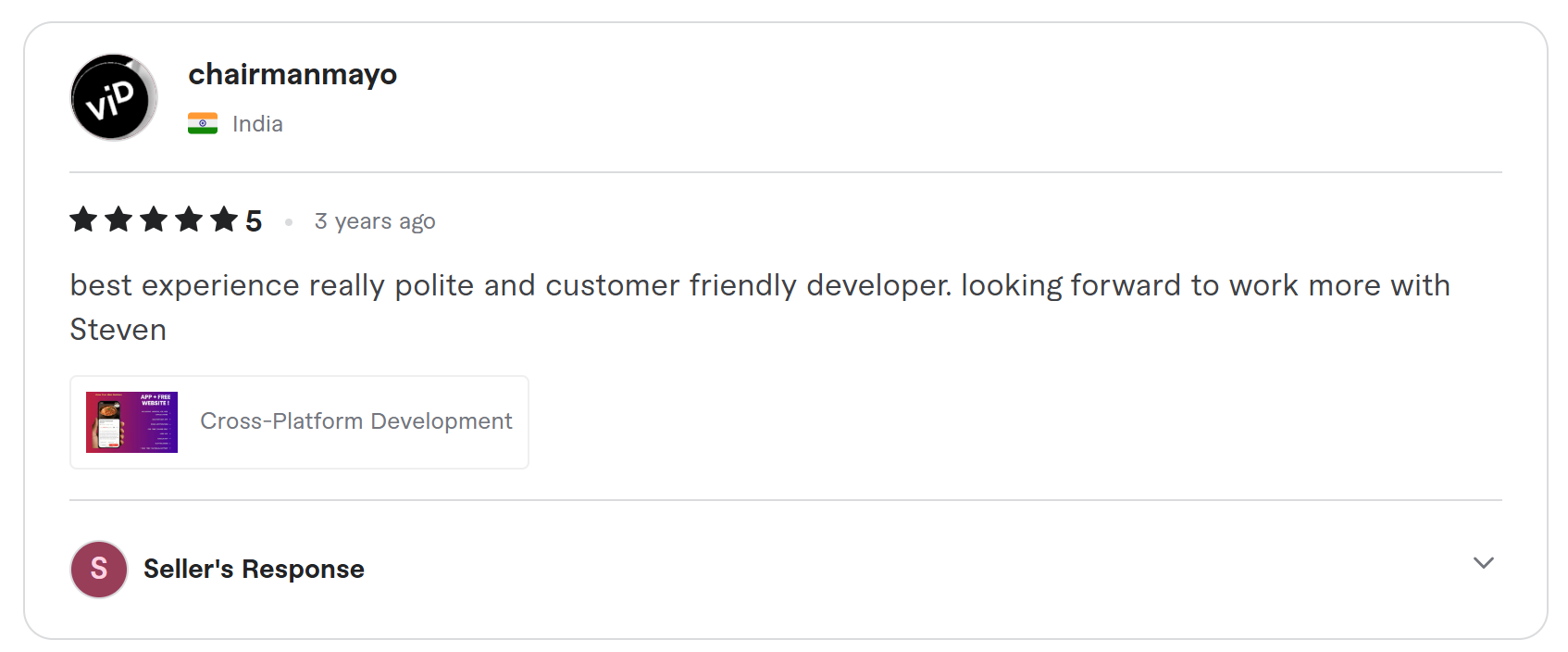Client review on Fiverr