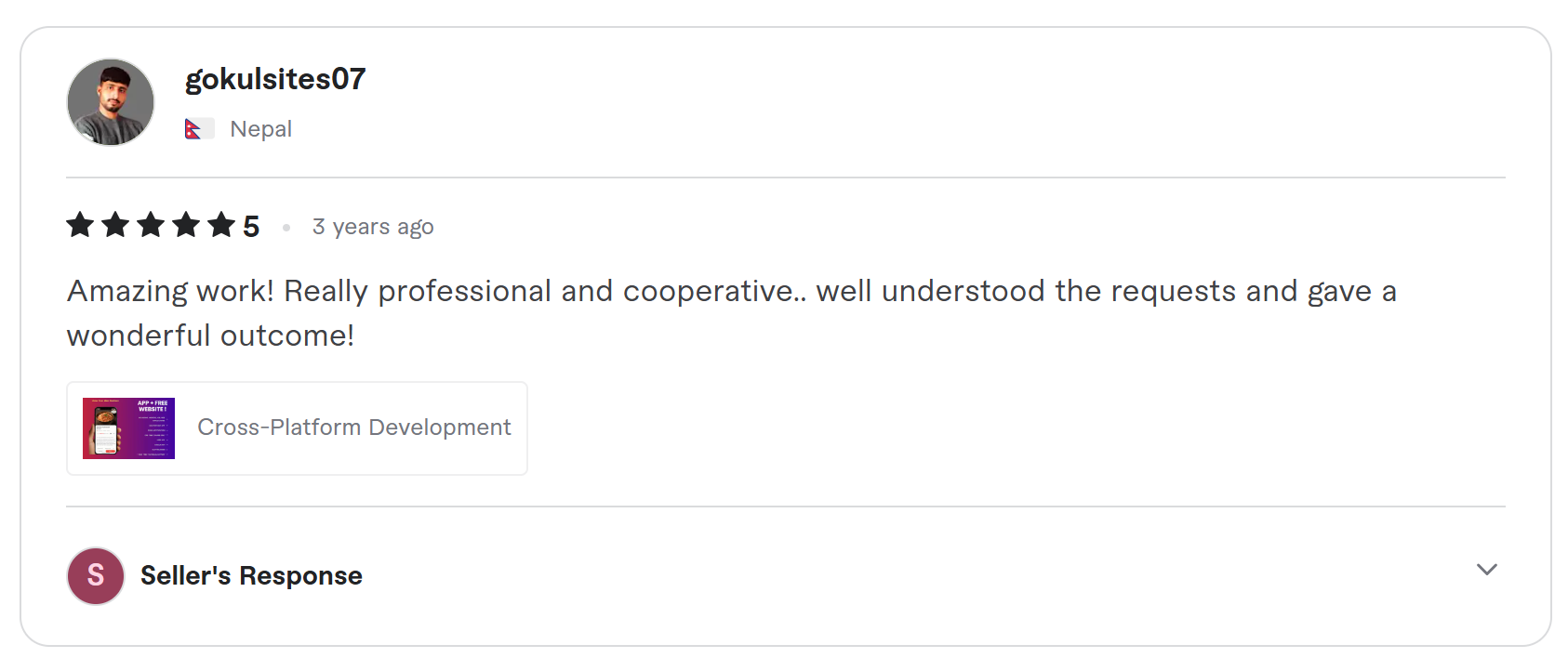 Client review on Fiverr