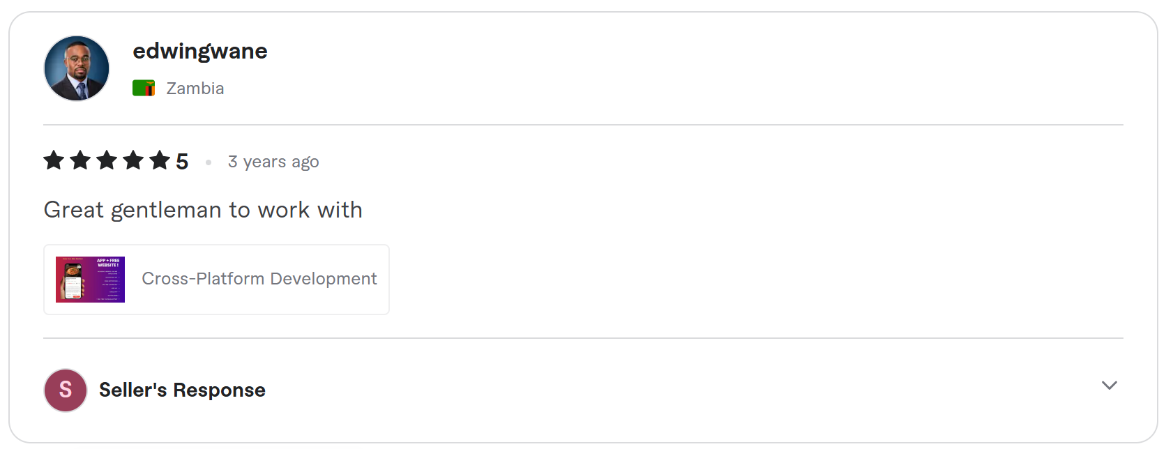 Client review on Fiverr