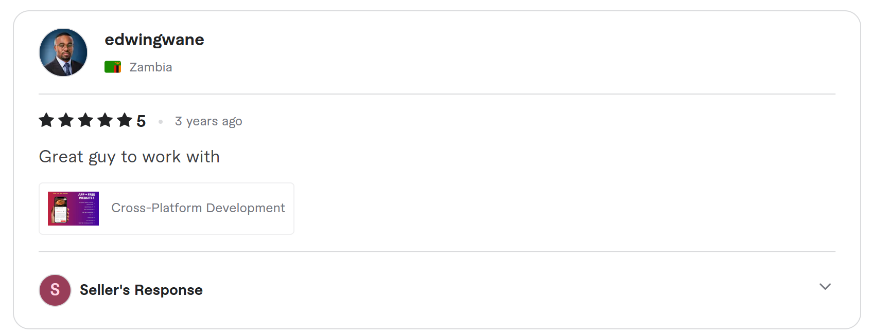 Client review on Fiverr