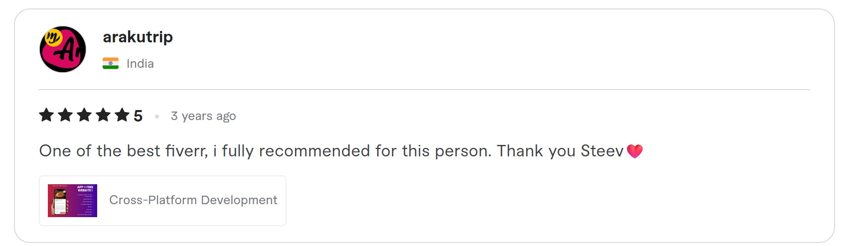 Client review on Fiverr