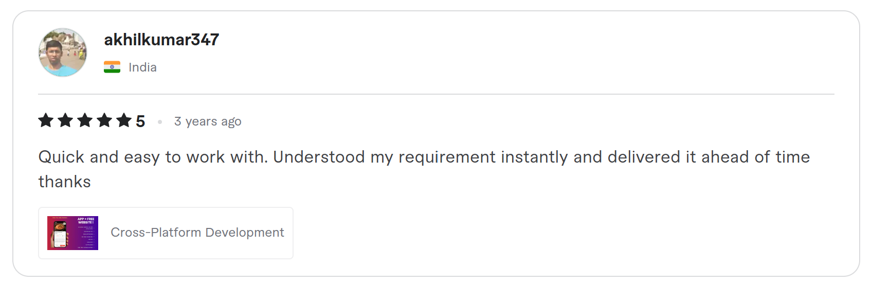 Client review on Fiverr