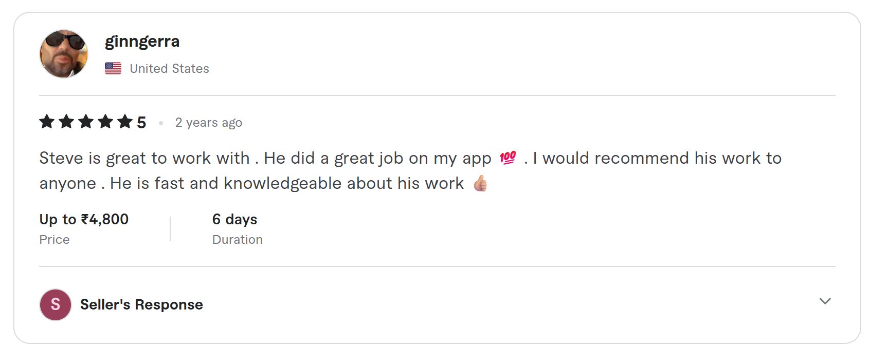 Client review on Fiverr