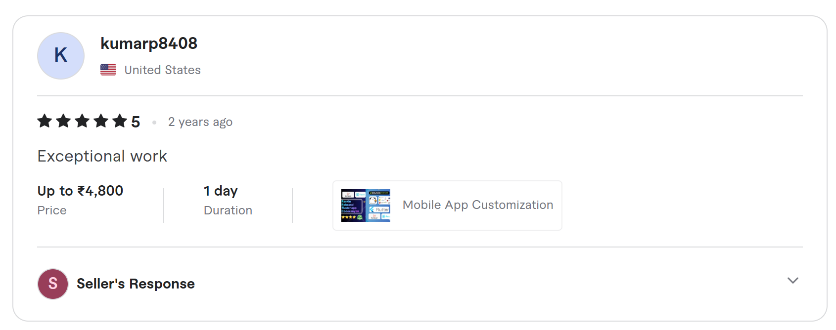 Client review on Fiverr