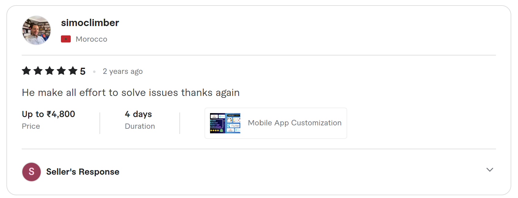Client review on Fiverr