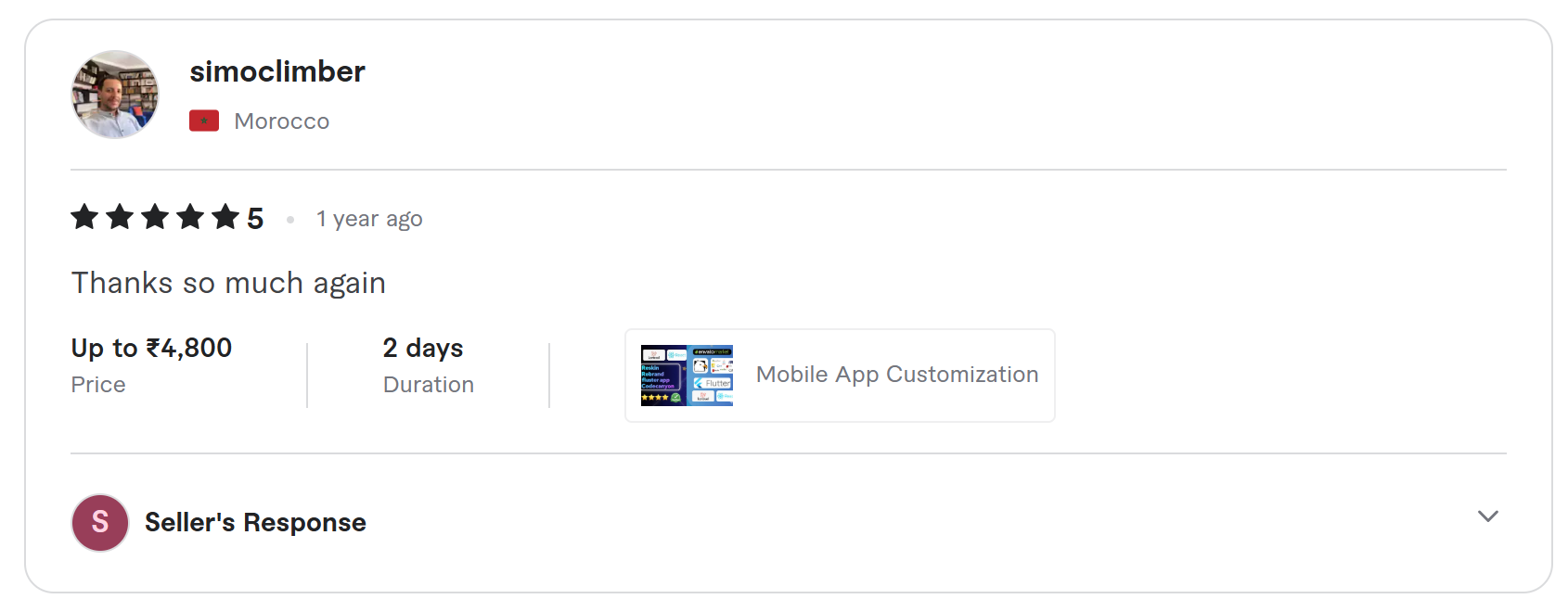 Client review on Fiverr