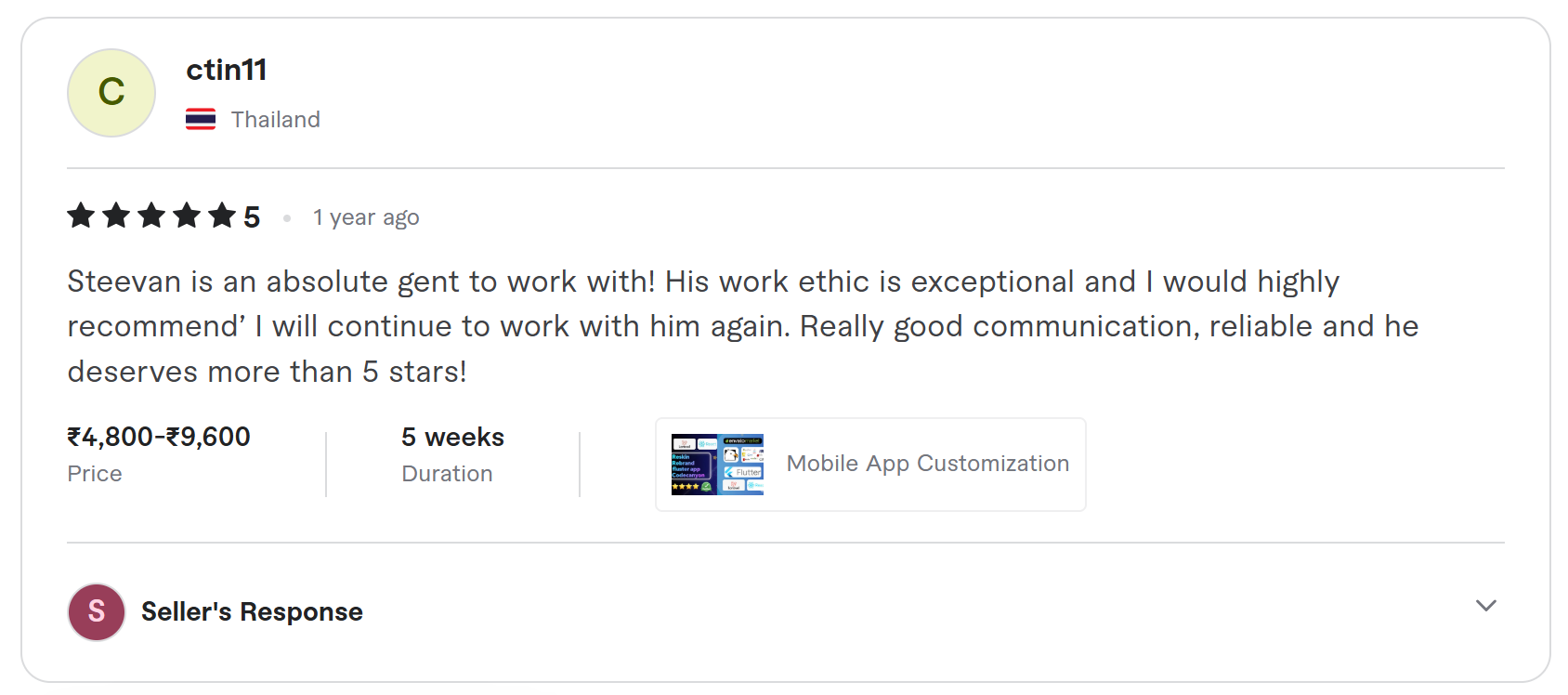 Client review on Fiverr