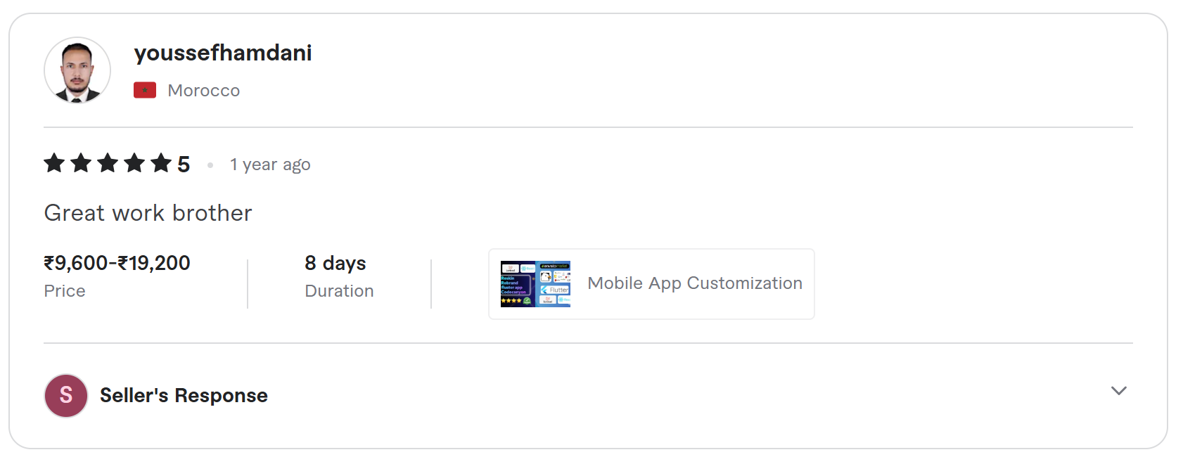 Client review on Fiverr