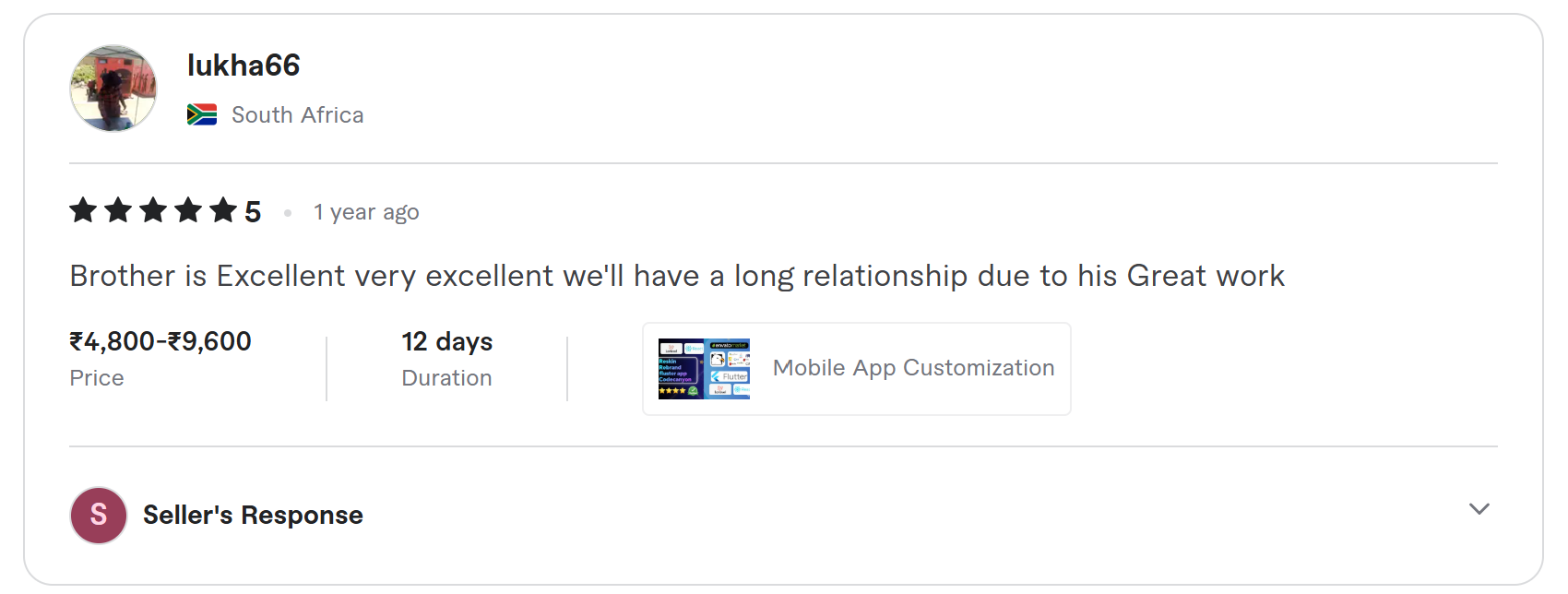 Client review on Fiverr
