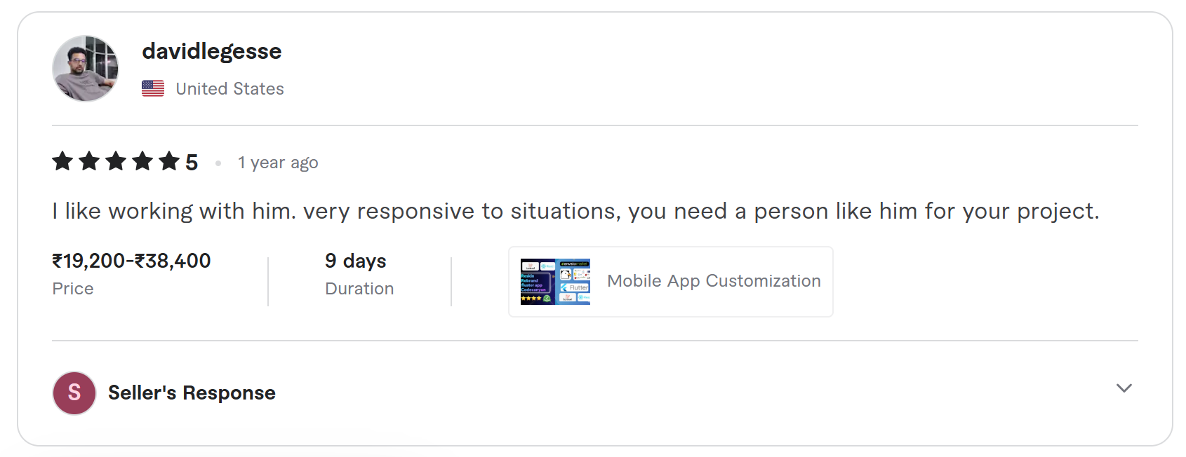 Client review on Fiverr