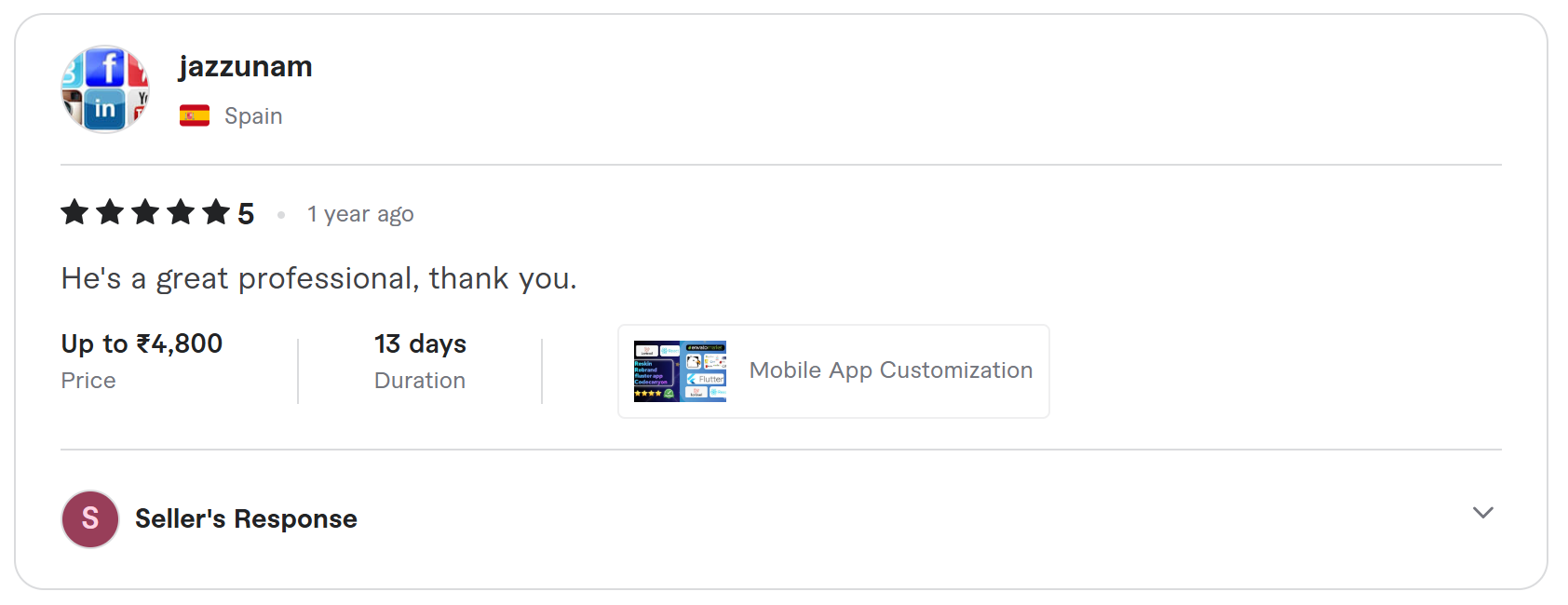 Client review on Fiverr