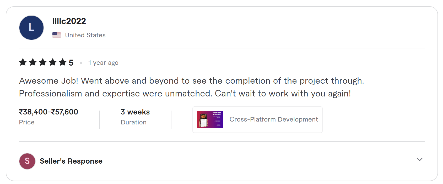 Client review on Fiverr