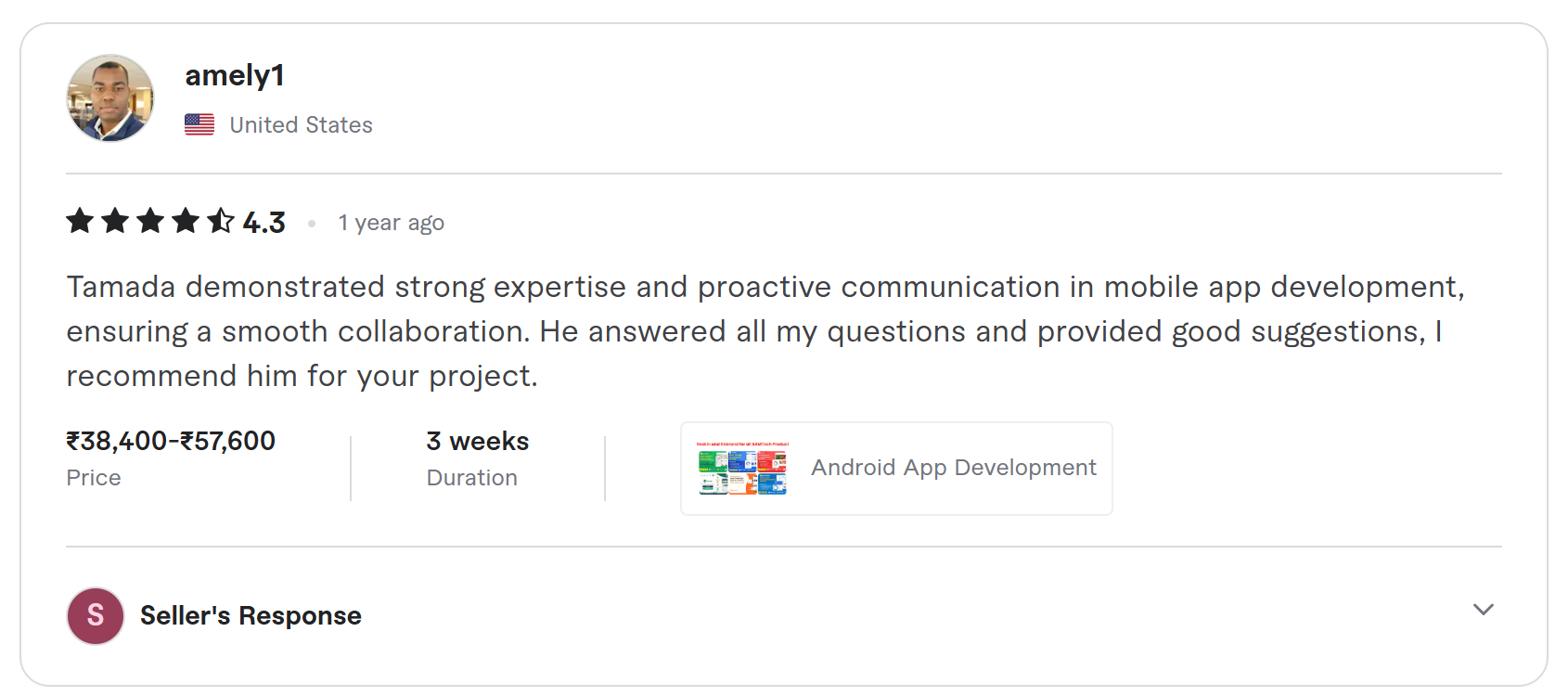 Client review on Fiverr