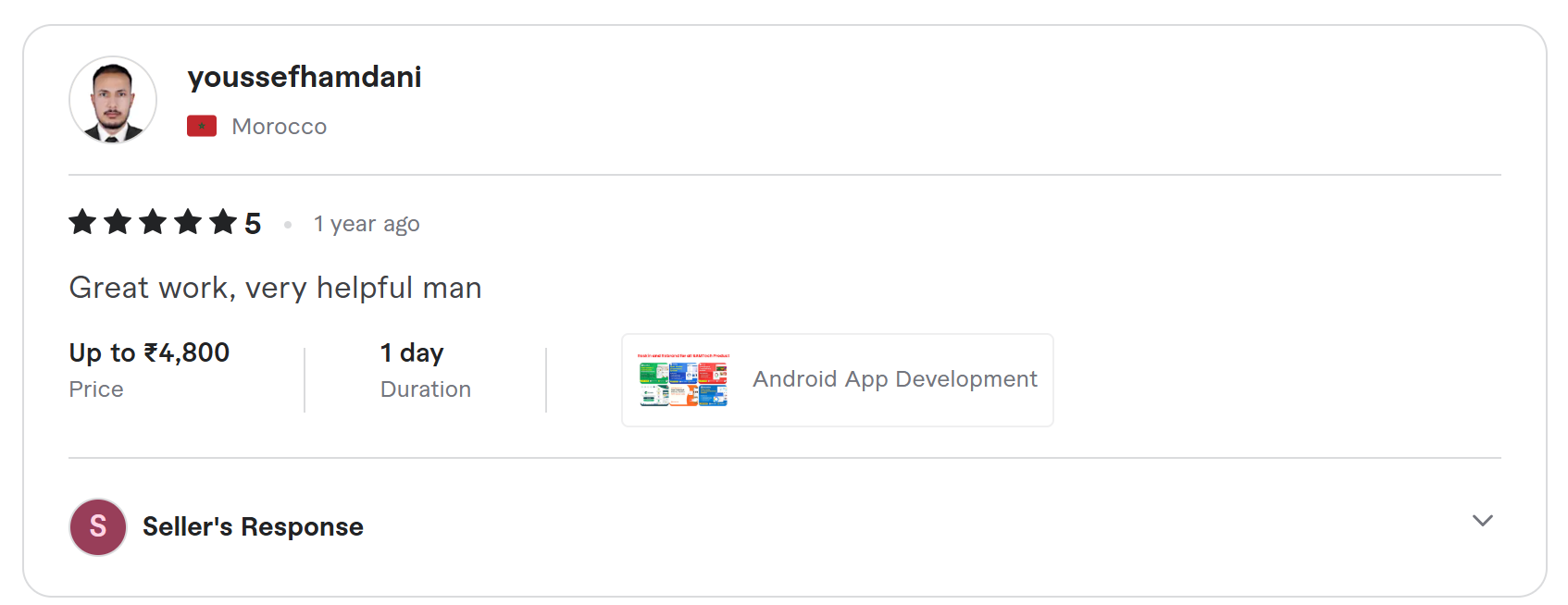 Client review on Fiverr