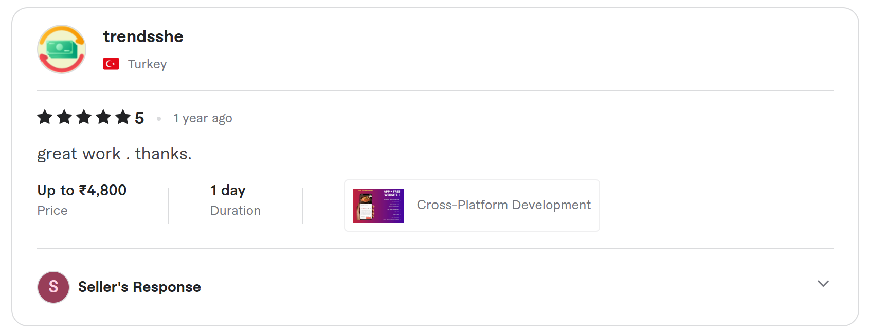 Client review on Fiverr
