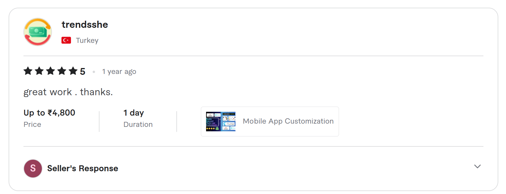 Client review on Fiverr