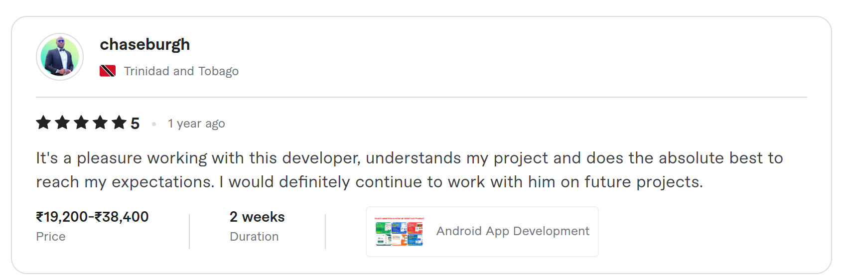 Client review on Fiverr