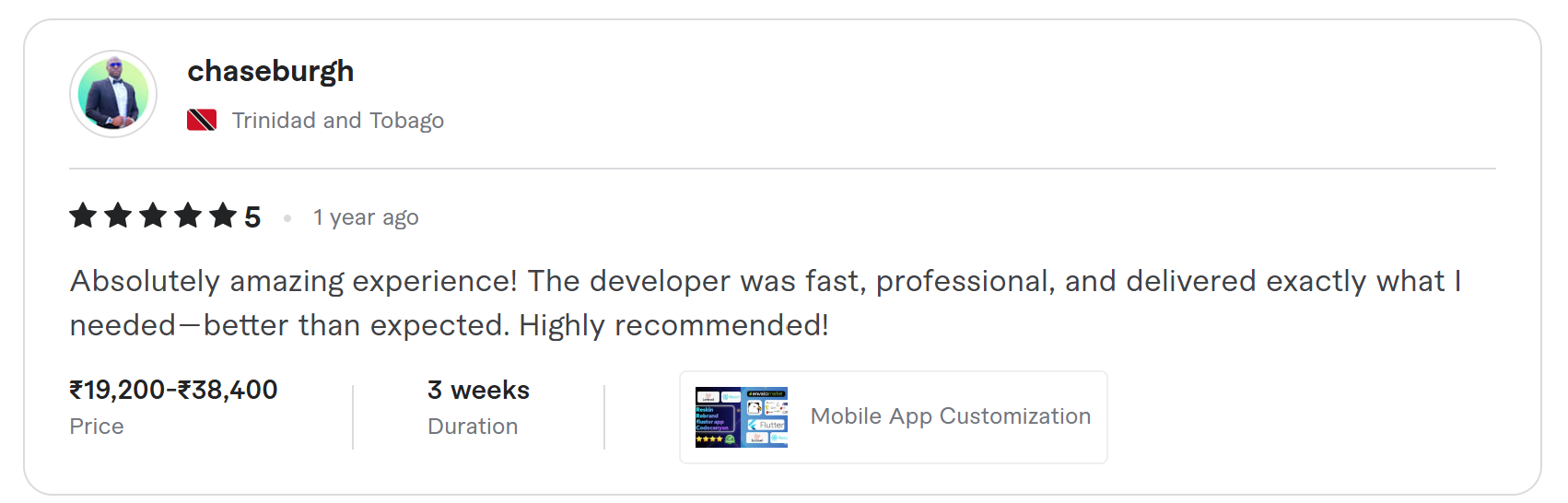 Client review on Fiverr