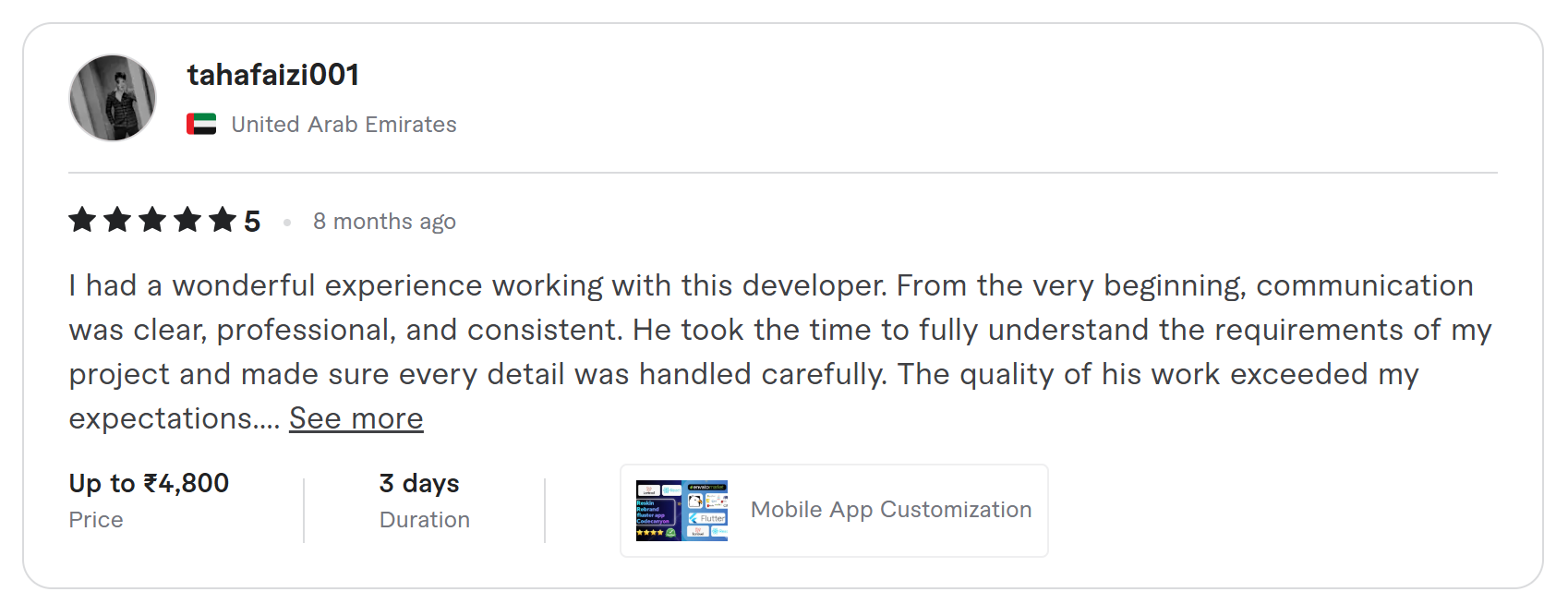 Client review on Fiverr
