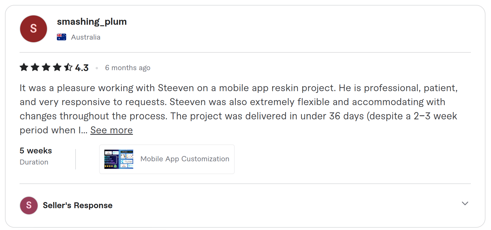Client review on Fiverr