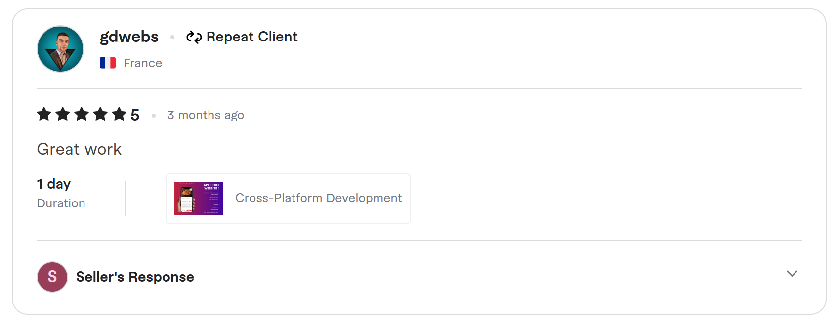 Client review on Fiverr