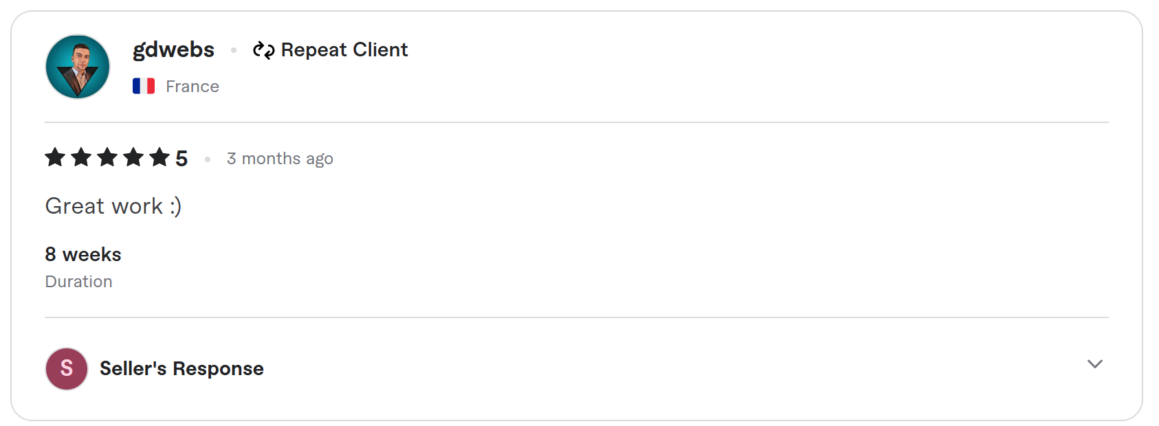 Client review on Fiverr